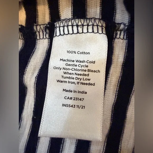 Talbots Classic Striped Black and Navy Cotton Pullover Dress - Picture 8 of 8